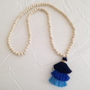 Boho long beaded tassel necklace
